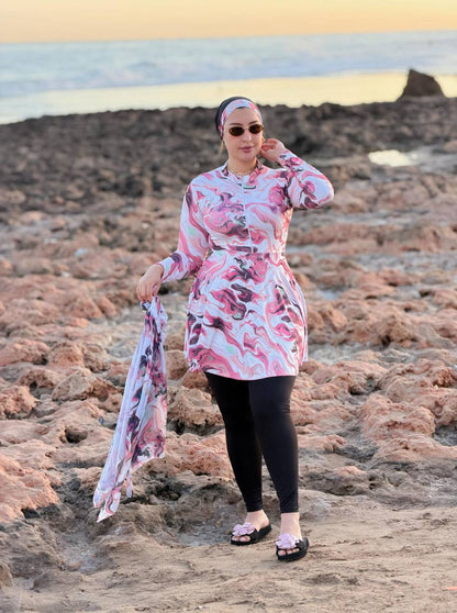 Burkini B Cach : Ensemble Complet 4 Pièces avec Cache-Maillot