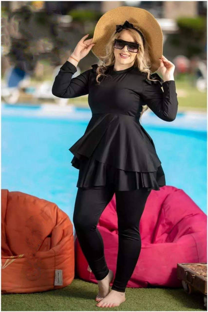 Burkini Long Premium : Composition de l'Ensemble (3 Pièces)