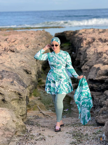 Burkini B Cach : Ensemble Complet 4 Pièces avec Cache-Maillot